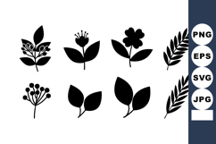 Black Silhouette Floral Leaves Vector Collection Product Image 1