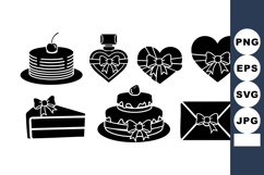 Valentine Silhouette Icons Cakes Hearts Gifts Product Image 1
