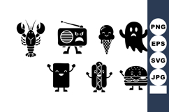 Cute Cartoon Black Lobster Angry Radio Vector Illustration Product Image 1