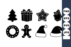 Christmas Icons Set with Tree Gift Star Bell Wreath Product Image 1