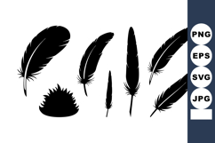 Black Silhouette Feather Vector Collection Elements Product Image 1