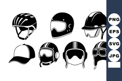 Motorcycle Helmets Protective Headgear Vector Collection Product Image 1