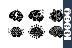 Brain Icons Neural Network Artificial Intelligence Vector Se Product Image 1