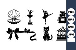 Vintage Vector Icons Shell Pearl Ballet Dancer Product Image 1