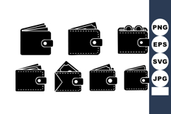 Black Wallet Icons Different Styles Vector Set Product Image 1