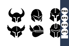 Viking and Medieval Helmets Vector Icons Set Product Image 1