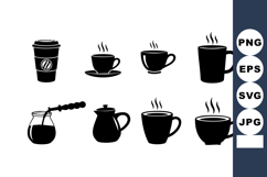 Coffee Cup Vector Icons Steaming Hot Beverages Product Image 1