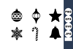 Black Silhouette Christmas Tree Ornaments Vector Product Image 1