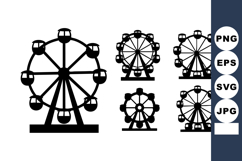 Ferris Wheel Set Black Silhouette Vector Illustration Product Image 1