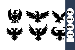 Black Eagle Silhouettes Heraldic Vector Design Product Image 1