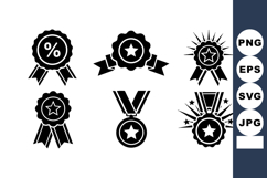 Award Medals with Star Percent Symbols Vector Illustration S Product Image 1