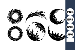 Black Ink Splash Vector Set Circular Splatter Design Product Image 1