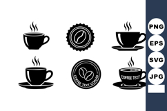 Coffee Cup Vector Icons Steam Bean Badge Design Product Image 1