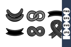 Ribbon Shapes Vector Set with Loops Curves Banners Product Image 1