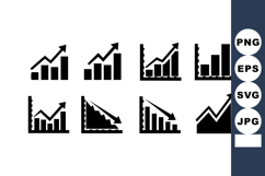 Black Graph Icons Set Rising Falling Charts Product Image 1