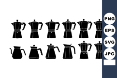 Coffee Maker Silhouette Set Vector Illustration Product Image 1