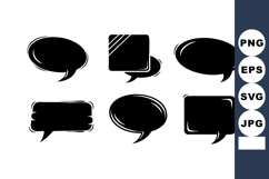 Black Speech Bubbles Chat Message Icons Collection Product Image 1