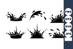 Black Water Splashes Vector Set Different Sizes Product Image 1