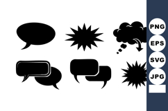 Black Speech Bubbles Comic Style Vector Illustration Product Image 1