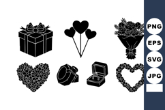 Valentine Gift Box Heart Balloons Bouquet Product Image 1