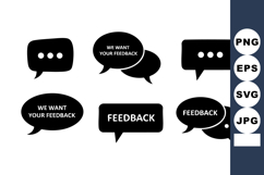 Feedback Speech Bubbles Icons Black Silhouette Product Image 1