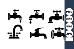 Black Water Tap Silhouette Vector Set Product Image 1
