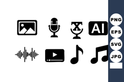 Multimedia Symbols Vector Icons Set Product Image 1