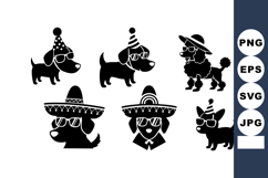 Funny Dogs Wearing Party Hats Sunglasses Vector Product Image 1