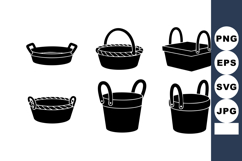 Black Basket Silhouette Set Vector Illustration Product Image 1