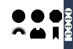 Simple Black Shape Icons Circle Sun Ribbon Badge Product Image 1