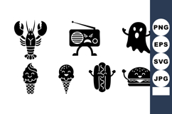 Lobster Radio Ghost Ice Cream Hot Dog Burger Icons Product Image 1
