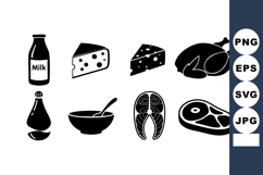 Milk Cheese Chicken Olive Oil Bowl Soup Vector Icons Product Image 1