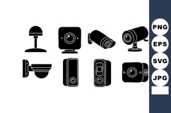 Security Cameras Vector Set Black Icons Illustration Product Image 1