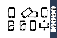 Minimal Black Smartphone Icons Vector Set Product Image 1