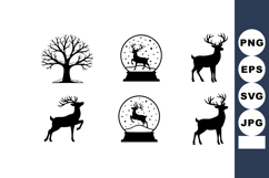 Deer Silhouette Snow Globe Vector Collection Product Image 1