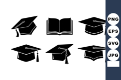 Graduation Hats and Book Vector Illustration Collection Product Image 1