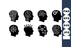 Artificial Intelligence Human Head Icons Vector Product Image 1