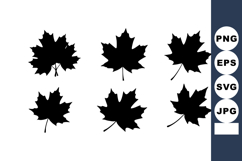 Six Black Silhouette Maple Leaves Vector Product Image 1