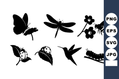 Insect Silhouettes Butterfly Dragonfly Bee Vector Product Image 1