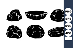 Black Cracked Stones Vector Illustration Set Product Image 1