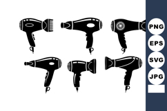 Hair Dryer Vector Silhouettes Various Styles Product Image 1