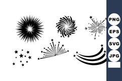 Black Fireworks Burst Star Shapes Vector Illustration Product Image 1