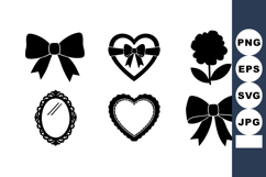 Decorative Bows Hearts Flowers Mirror Frame Vector Product Image 1
