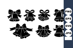 Christmas Bell Silhouettes With Festive Bows Vector Product Image 1