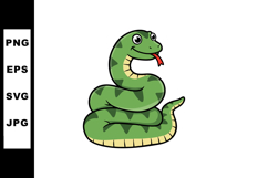 Green cartoon snake coiled smiling tongue out vector illustr Product Image 1