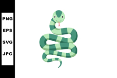 Green striped snake cartoon illustration with tongue out vec Product Image 1