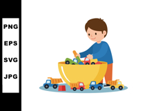 Child playing with colorful toy cars in large yellow bowl on Product Image 1