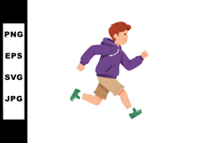 Boy running fast in purple hoodie and green shoes active chi Product Image 1