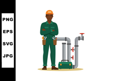 Male plumber standing with crossed arms near industrial plum Product Image 1