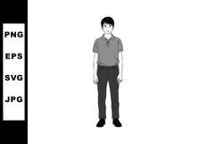 Young man standing front view casual outfit monochrome vecto Product Image 1